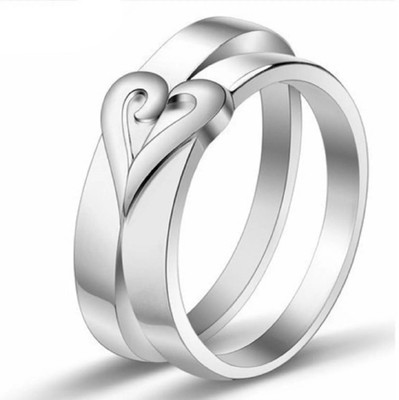 Mondals jewellery COUPLE RING SET Alloy Cubic Zirconia Silver Plated Ring Set