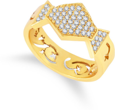 mahi creation Stainless Steel, Copper Cubic Zirconia Gold Plated Ring