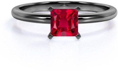 Gemzonite Ruby / Manik Ring with natural ruby gemstone certified ruby ston ring Brass Ruby Silver Plated Ring