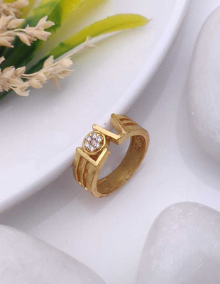 mahi creation Gold Plated Diamond Wedding,Partywear ring-132 Brass, Copper Diamond Gold Plated Ring