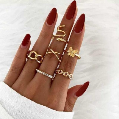 YU Fashions Steel Gold Plated Ring Set