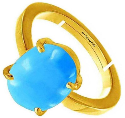 Suruchi Gems & Jewels Turquoise (Firoza) 9.25 Ratti or 8.50 Ct Panchdhatu (5 Metal) Men Adjustable Stone Ring