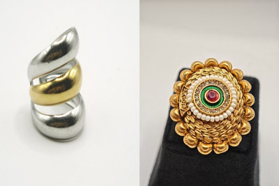 sapraa trends Finger Ring Stainless Steel Gold Plated Ring