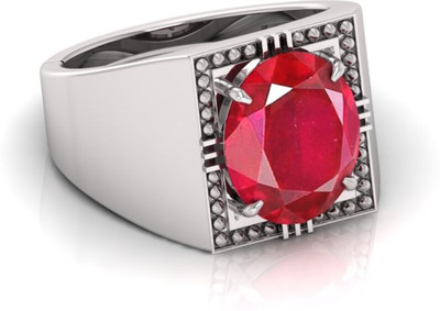 TODANI JEMS 7.25 Ratti Ruby Gemstone Adjustable Ring With Lab CertificateFB Silver Ruby Ring