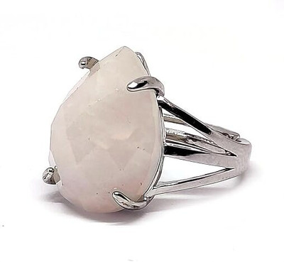 AIR9999 Natural Rose Quartz Crystal Diamond Cut Faceted Free Size Ring Crystal Quartz Ring