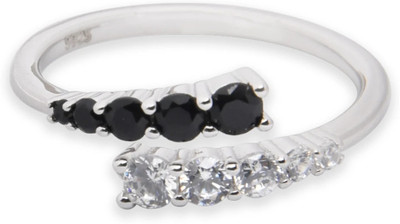 uncle jewels Dual Tone Zircon Ring - Pure Silver 925 Sterling Silver Zircon Rhodium Plated Ring