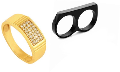 Neerajyoti Alloy Cubic Zirconia Gold Plated Ring Set