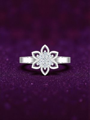 SH24K Pure 925 Sterling Silver Ring For Woman | Adjustable Rhodium Plated Ring | Sterling Silver Cubic Zirconia Rhodium Plated Ring