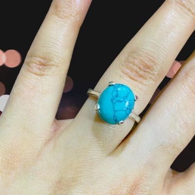 GenZcomplex Firoza stone / Turquoise Ring certified and Astrological Purpose for unisex Brass Turquoise Ring