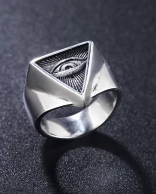 Sunshine Creations Trendy Stylish Trendy Vintage All Seeing Eye Ring Biker/Rider/Men's Ring Stainless Steel Silver Plated Ring