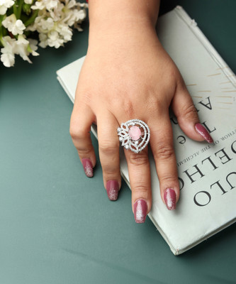 Rhosyn Alloy Cubic Zirconia Rhodium Plated Ring