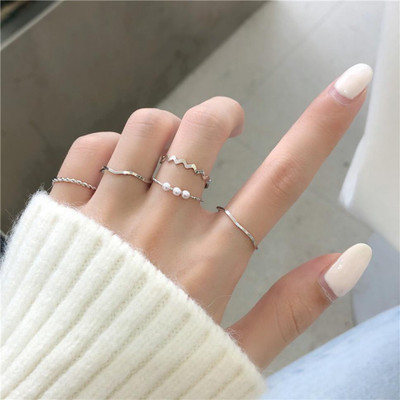 YU Fashions Steel Silver Plated Ring Set