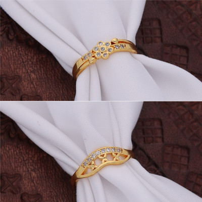 Gigev Combo Of 2 AD Brass Cubic Zirconia Gold Plated Ring Set