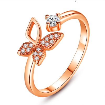 Karishma Kreations Adjustable Rose Gold Butterfly ring for girls & women Valentine gift Alloy, Stainless Steel, Copper, Brass, Metal Crystal, Cubic Zirconia, Diamond Platinum, Silver, Rhodium Plated Ring