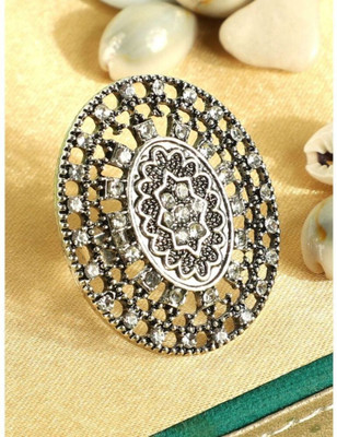 BHANA FASHION RNG-M-20137-SIL-BF Alloy Cubic Zirconia Silver Plated Ring
