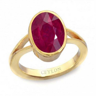 KUNDLI GEMS Ruby Ring Original Stone 6.25 ratti Manik Certified Effective Stone Astrological purpose for men & women Stone Ruby Gold Plated Ring
