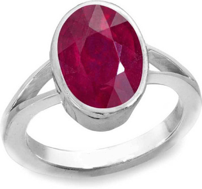 Gemzonite Ruby / Manik Ring with natural ruby gemstone certified ruby ston ring Brass Ruby Silver Plated Ring