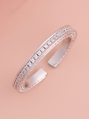 Kushal's Fashion Jewellery White Gold-Plated Party Zircon Trendy Finger Ring Copper Gold Plated Ring