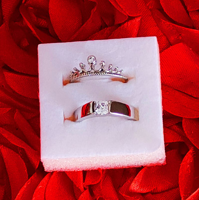 Shiv Jagdamba Crystal, Sterling Silver Cubic Zirconia Sterling Silver Plated Ring Set