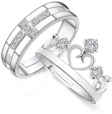 ruby collection Alloy Crystal Silver Plated Ring Set