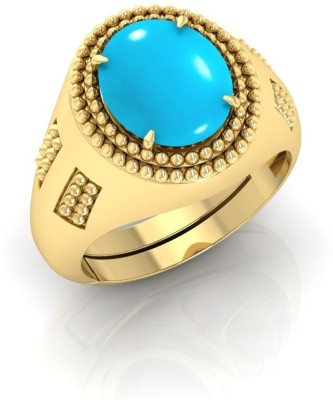 TODANI JEMS 14.25 Ratti Firoja Gemstone Adjustable Ring With Lab CertificateFC Metal Turquoise Gold Plated Ring