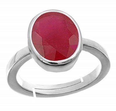 SIDHGEMS 7.25 Ratti 6.00 Carat Natural Ruby Stone Manik Ring Brass Ruby Silver Plated Ring