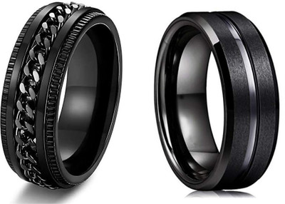 IGA COLLECTION Combo Valentine Designer Trendy Look Stylish Ring For Boys & Girls Stainless Steel Titanium Plated Ring