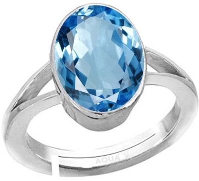 AQUAGEMS Natural Blue Topaz 5.25 Ratti or 5 Ct Gemstone for Women bis Hallmark 925 Sterling Silver Ring