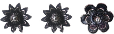 MANABHAVAN INDUSTRIES Set of 3 Rings, Black Alloy Ring Set
