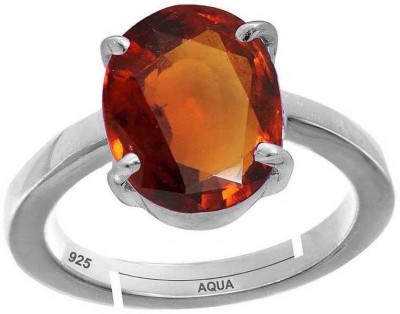 AQUAGEMS Hessonite (Gomed) 10.25 Ratti or 9.50 Ct Gemstone Men bis Hallmark 925 Sterling Silver Ring