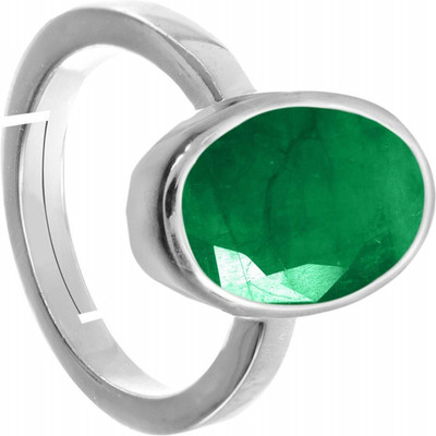 RSPR Brass Emerald Silver Plated Ring
