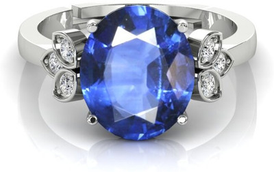 CHIRAG GEMS Blue Sapphire Neelam 5.25 Carat Stone Gold Plated Adjustable Ring for Men Metal, Brass Sapphire Silver Plated Ring