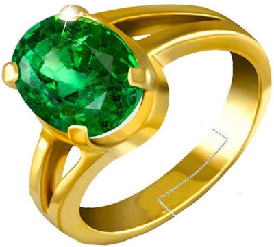 RATAN BAZAAR Emerald Ring Natural Precious stone Panna Certified and Astrological Purpose for men & women Stone Emerald Gold Plated Ring