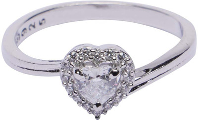 uncle jewels Sterling Silver Zircon Rhodium Plated Ring