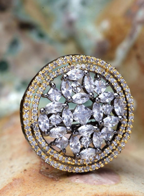 STYYLO FASHION Alloy Cubic Zirconia Rhodium Plated Ring