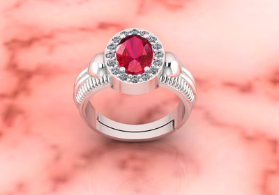 SIDHGEMS SIDHGEMS 9.25 Ratti 8.00 Crt Natural Burma Ruby Manik 925 Sterling Silver Ruby Silver Plated Ring