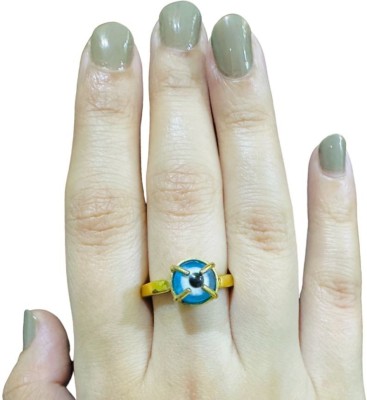 Chopra Gems Evil eye Stone Ring Natural Protection For Men's,Women's,Children's Nazar Battu Brass Gold Plated Ring