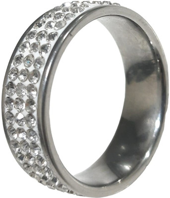 Crazy Fashion Limited Edition AD Cubic Zirconia Silver Plated Ring Stainless Steel Cubic Zirconia Silver Plated Ring