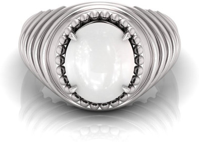 Pranjal Gems Shell Moonstone Rhodium Plated Ring
