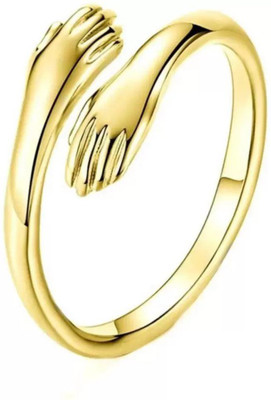 DMS Jewels Golden Hug Rings for Girls and Woman Hug Ring Stylish Adjustable Rings Alloy Gold Plated Ring