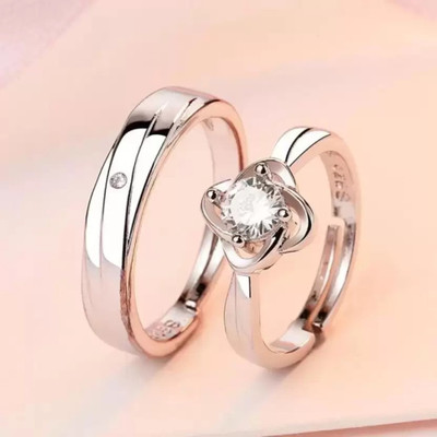 Agarwalproduct Alloy Cubic Zirconia Platinum Plated Ring Set