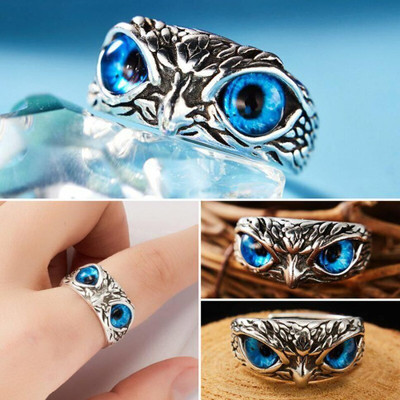 Deevora Owl Eye Ring, Owl Ring for Boys and Girl (Unisex-Adjustable) Stainless Steel Silver Plated Ring