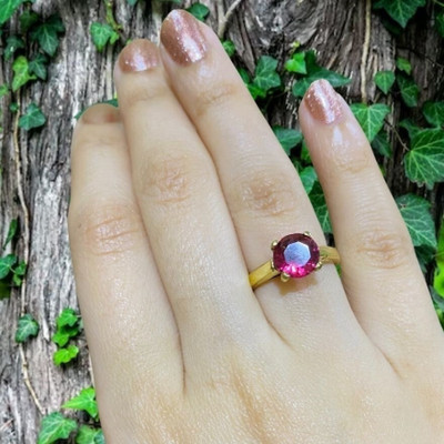 Gemzonite Ruby Beautifully Crafted For Ring Brass Ruby Gold Plated Ring