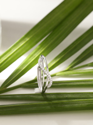 DIAVO Arcs of Grace Silver Ring Sterling Silver Cubic Zirconia Sterling Silver Plated Ring