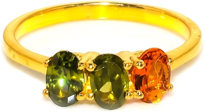 jete Multicolour gemstone statement Sterling Silver Peridot, Topaz Gold Plated Ring