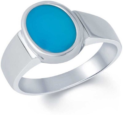 Gemzonite Unique & Effective Original Turquoise / Firoza Stone ring for Men&Women Brass Turquoise Sterling Silver Plated Ring