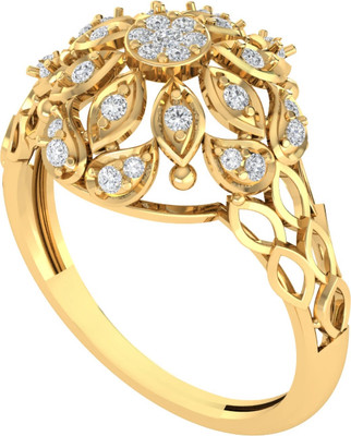 Diamtrendz Jewels 925 Sterling Silver Zircon Gold Plated Ring For Women & Girls Sterling Silver Cubic Zirconia Gold Plated Ring