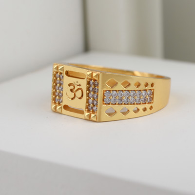 BLINKCHIC Brass Cubic Zirconia Gold Plated Ring