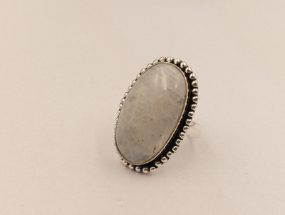 ShrimJewels RING Brass Moonstone Silver Plated Ring