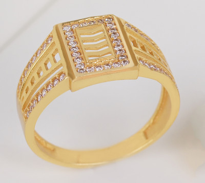 GORASH CREATION Brass Cubic Zirconia Gold Plated Ring